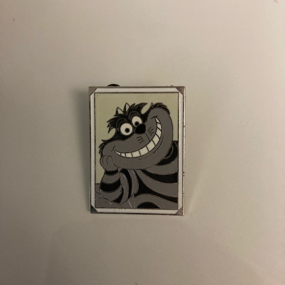 Black and White Cheshire Cat Pin
